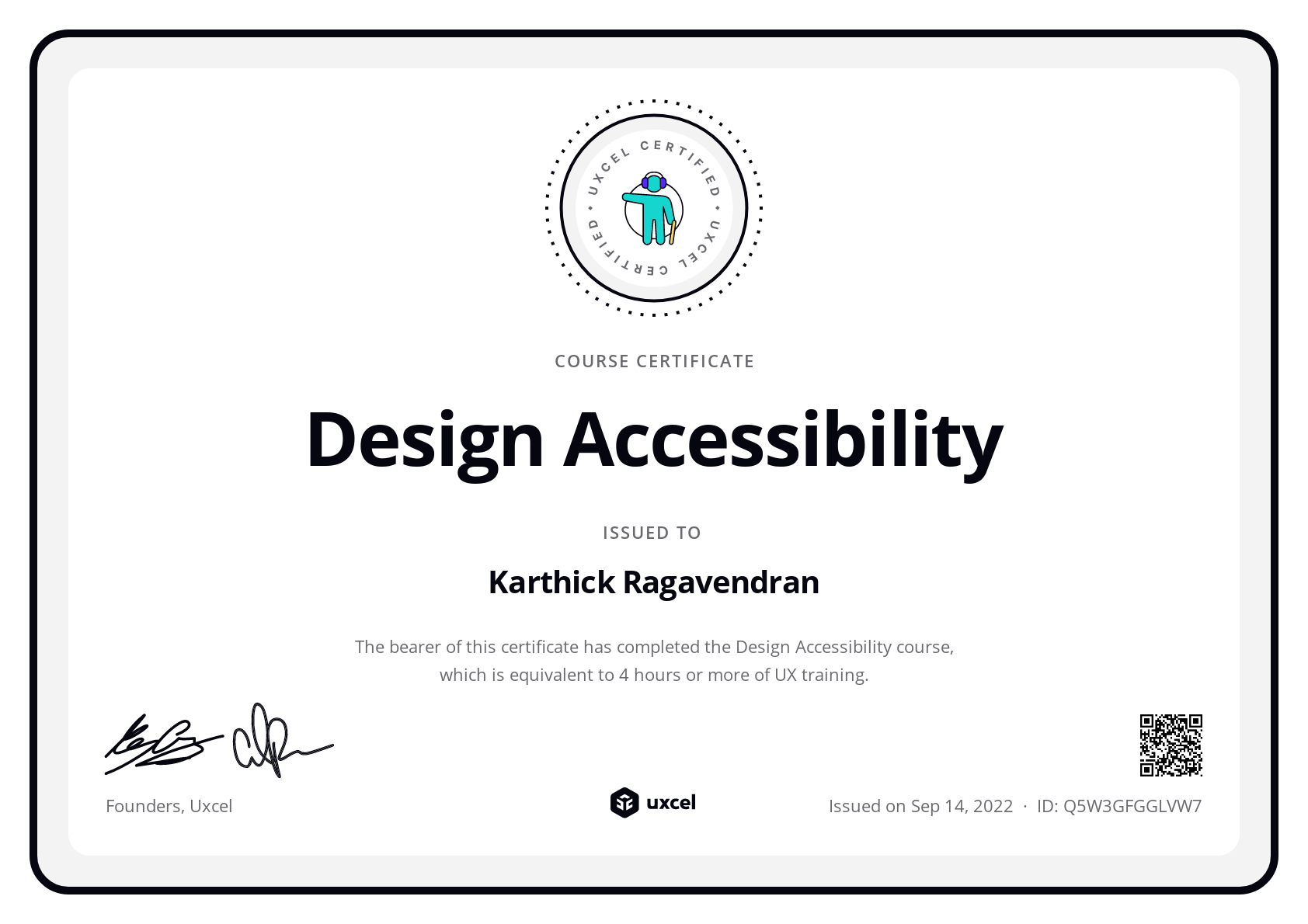 Karthick Ragavendran's certificate